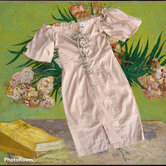 Boutique Dress Off Shoulder Khaki NWT Womens Small - Picture 2 of 12